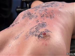 sandy-haired cockslut gets waxed and flagellated